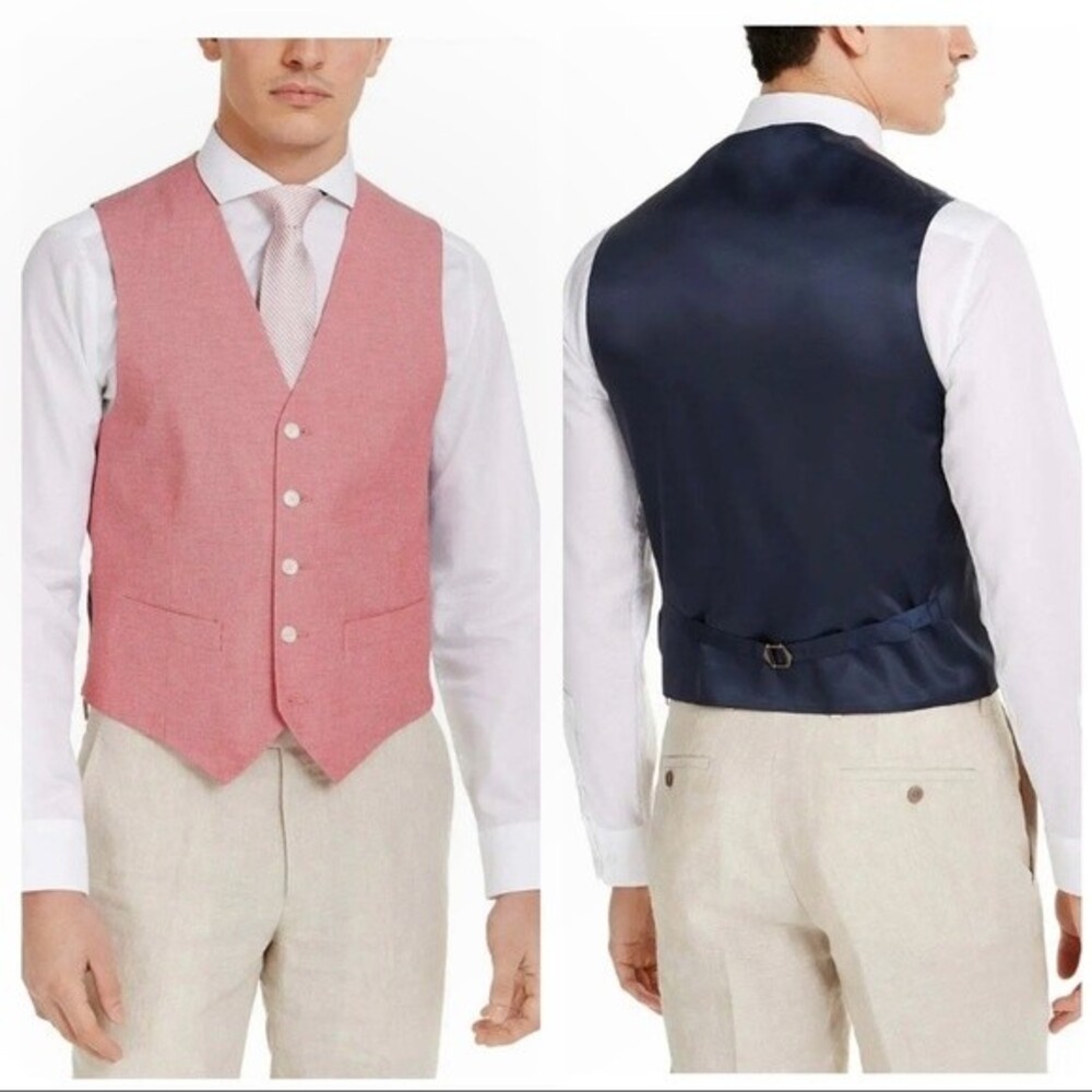 TOMMY HILFIGER Bradley Modern Fit Flex Stretch Red  Blue Vest XL NEW With Tags - Picture 9 of 9